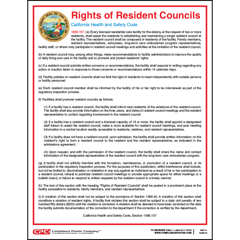 California Rights of Resident Councils Poster Compliance Poster Company